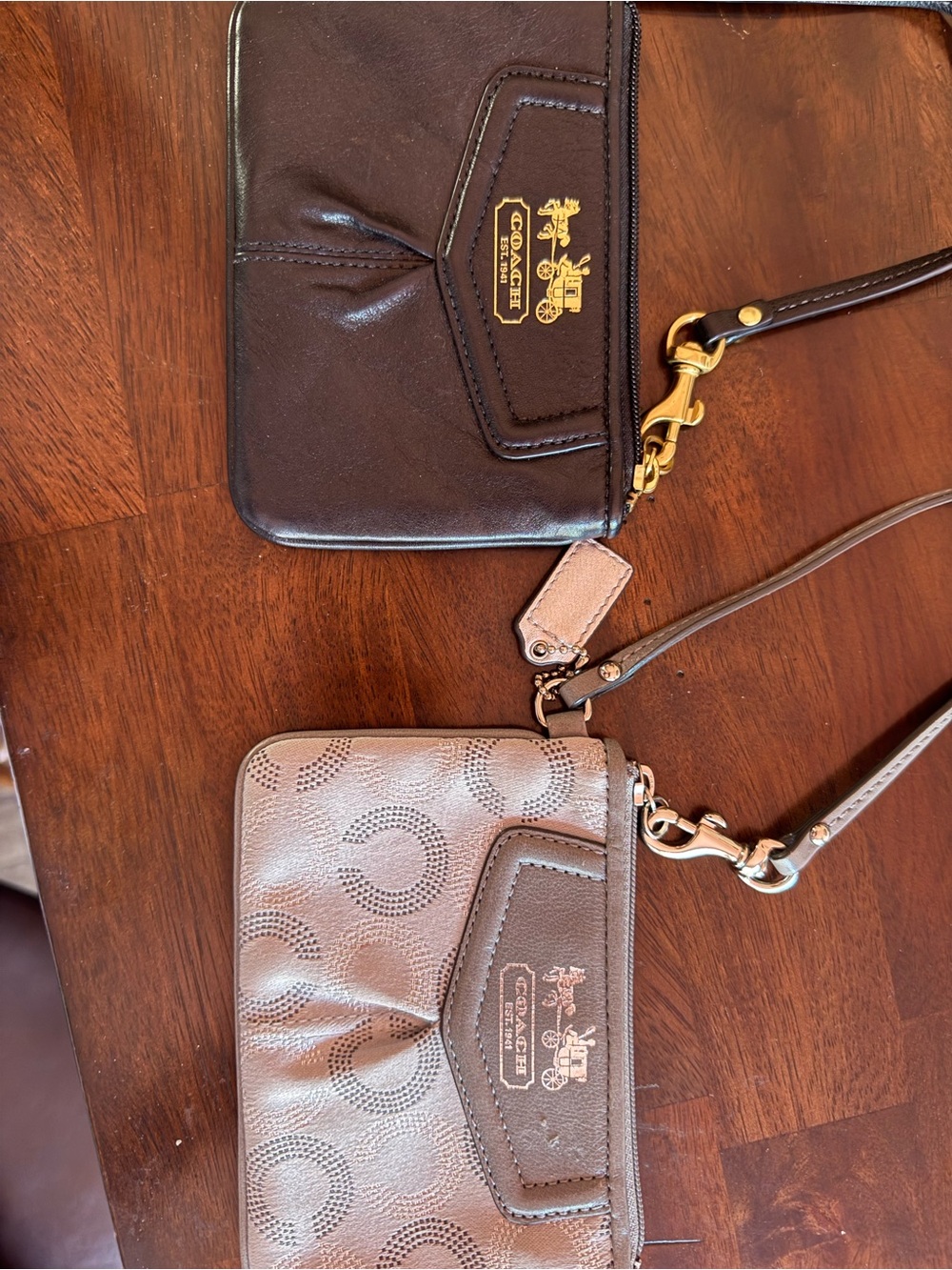 Coach Black Leather Wristlet with Blush Logo-Print Wristlet - Picture 4 of 4